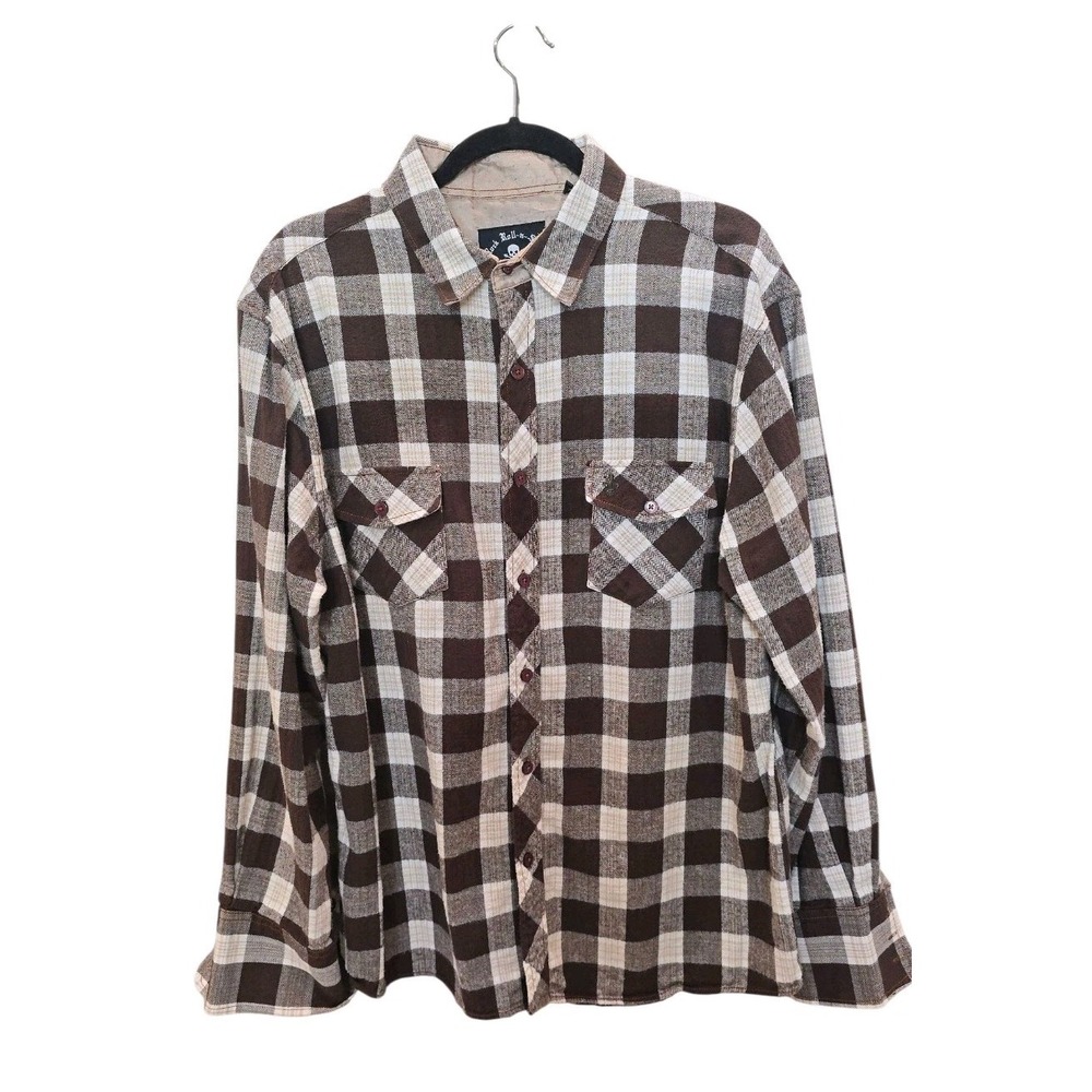 Rock Roll n‎ Soul Brown Plaid HIGH End Men's Shirt SZ 2xl Retail $99  #370